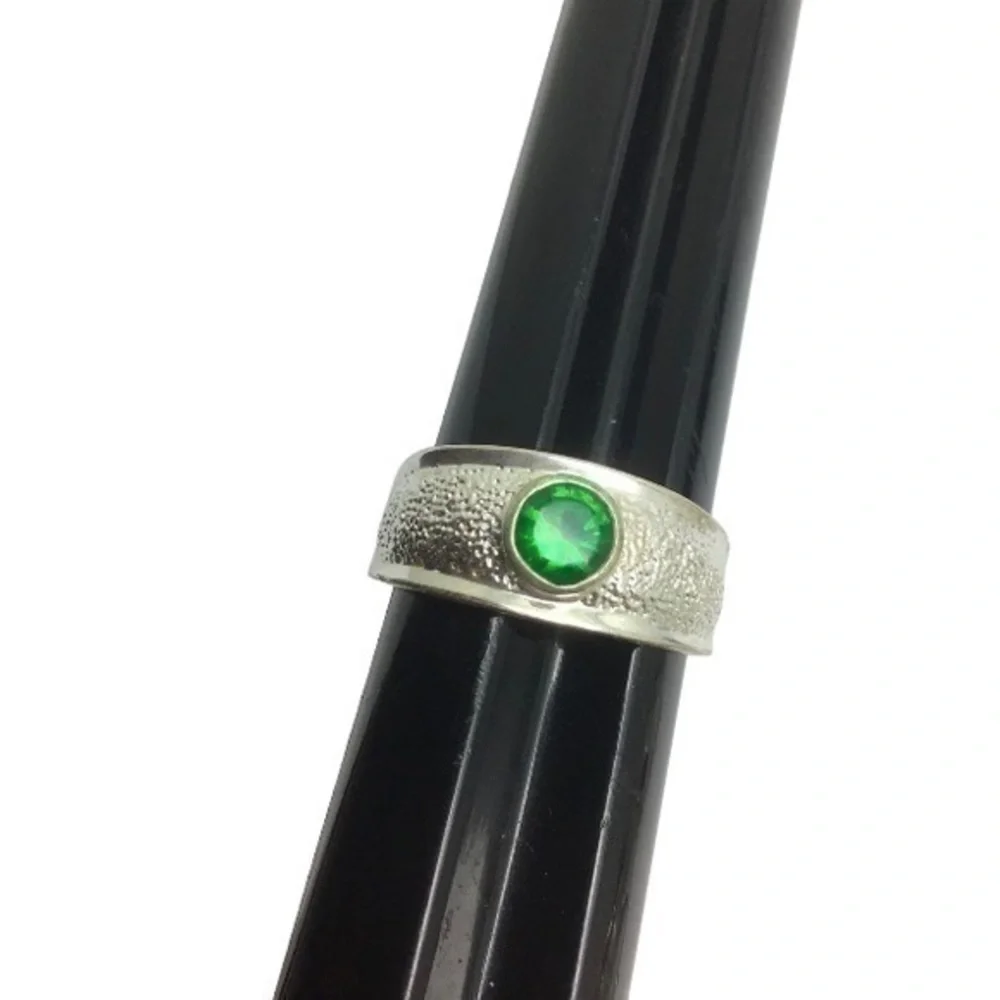 Sterling silver green gemstone ring